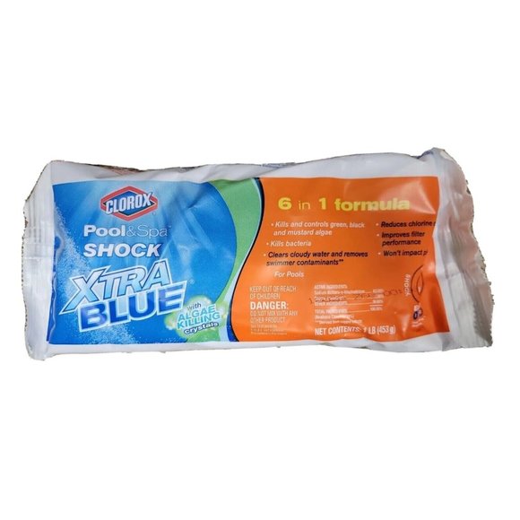 NEW - 1 Single Pack of Clorox XtraBlue 6 in 1 Pool & Spa Shock 1 lb Xtra Blue - Picture 1 of 7
